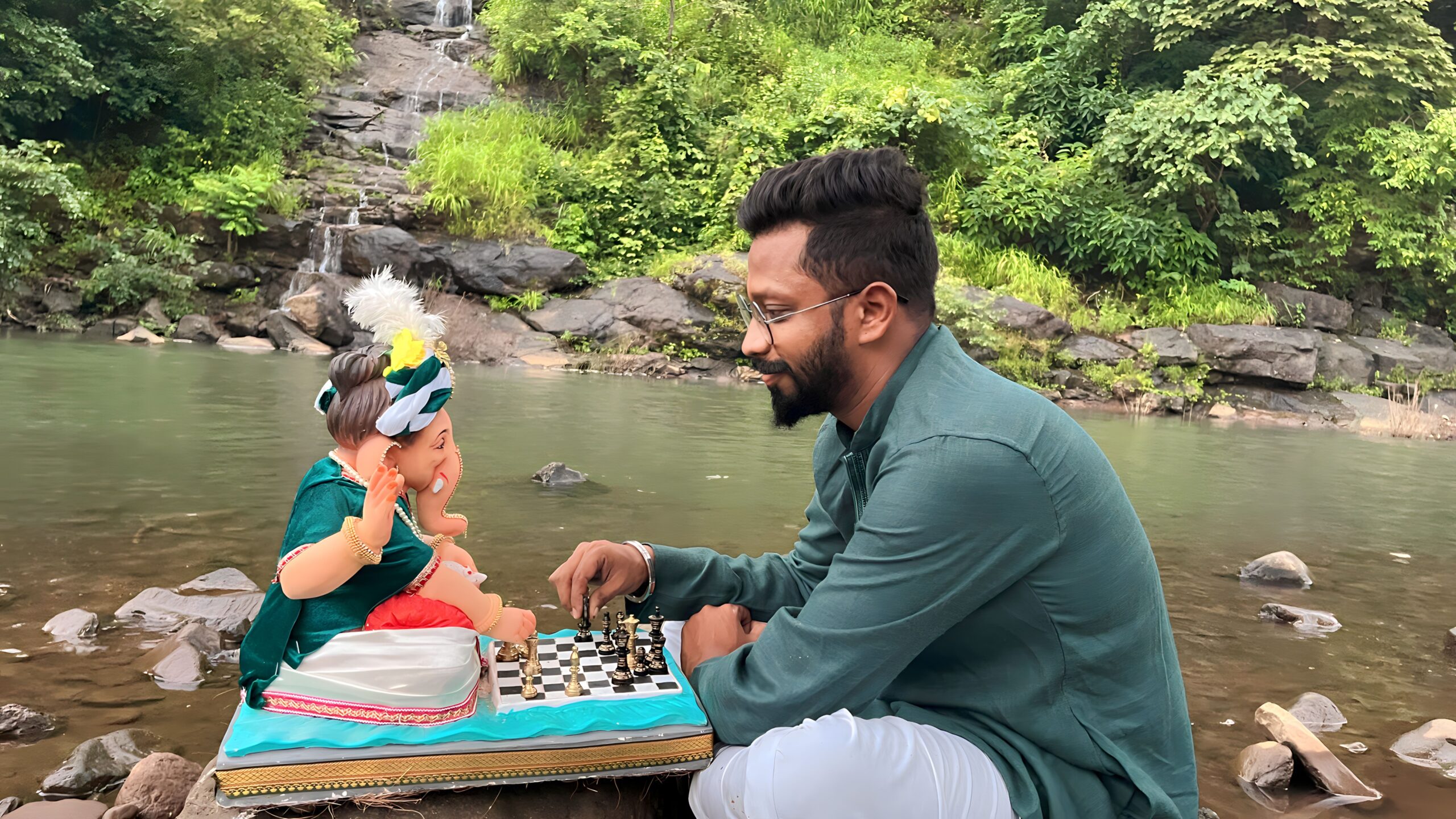 Viral Sensation: Ganapati Bappa and Indian Chess Player Vinayak Wadile’s Picture Capture the Internet’s Heart!